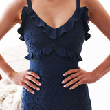 Leanne Lace Midi Dress - Navy