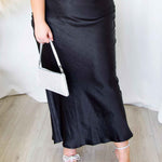 Lexi Satin Maxi Skirt - Black