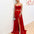 Lorna Corset Satin Two Piece Gown - Red