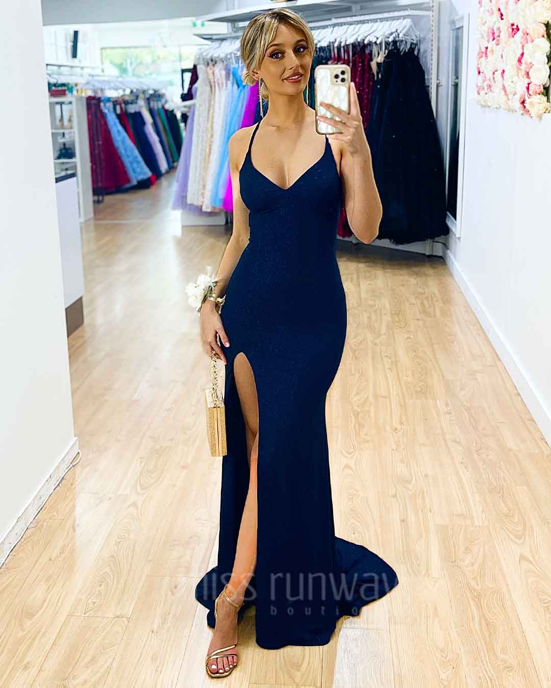 Marley Glitter Gown - Navy