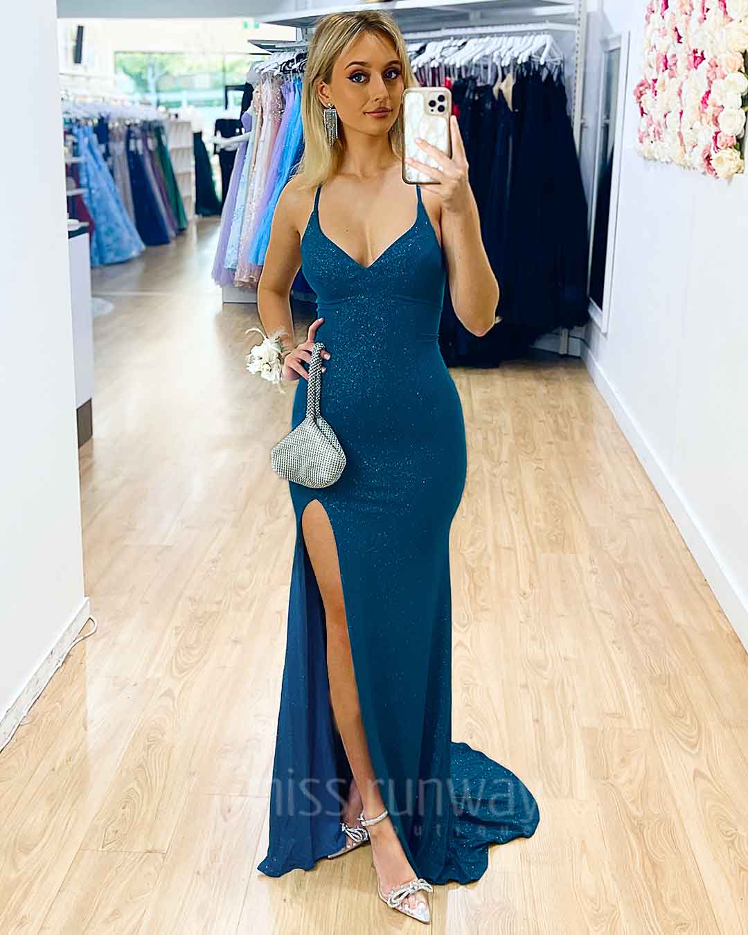 Marley Glitter Gown - Teal