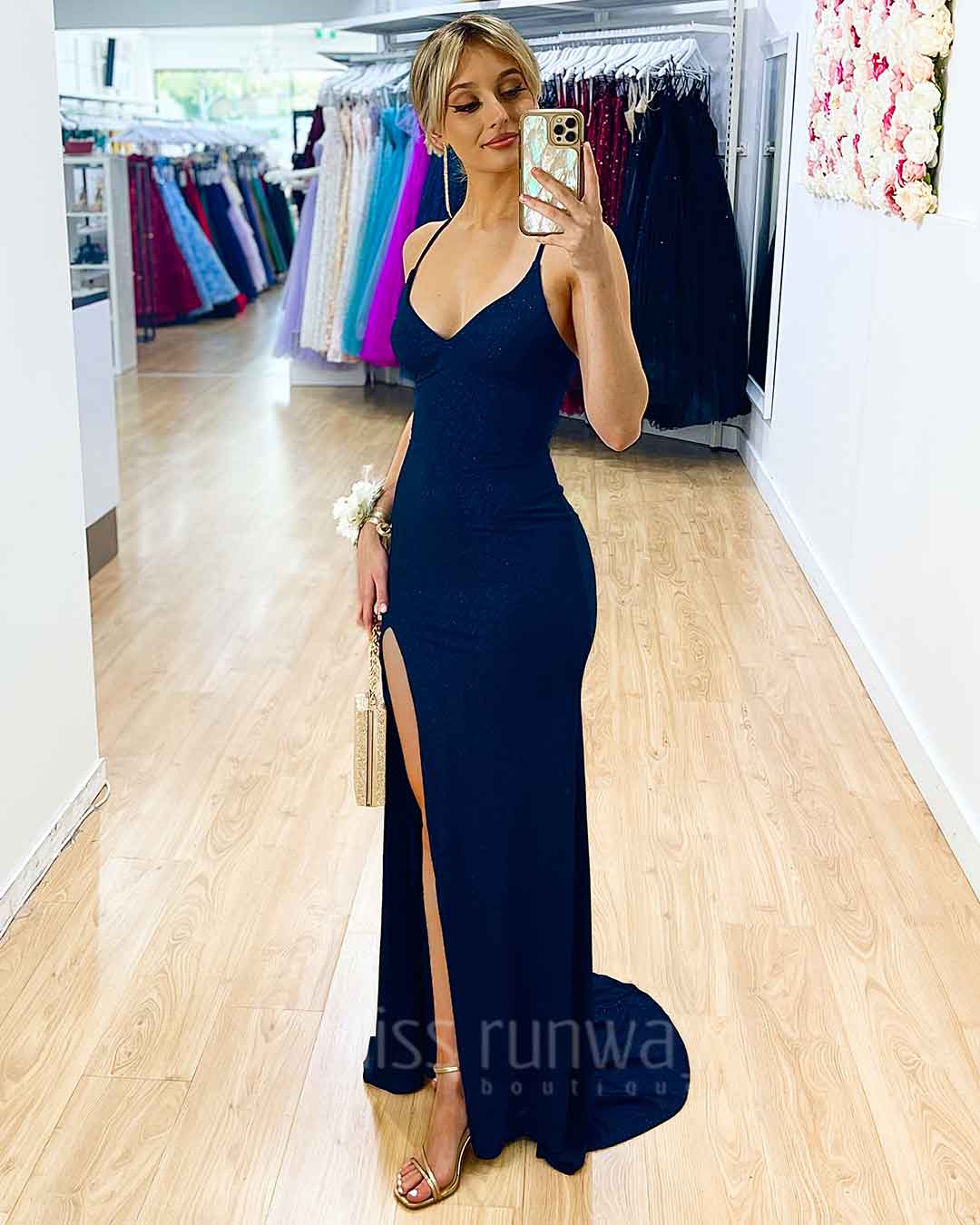 Marley Glitter Gown - Navy