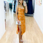 Mary Slip Midi Dress - Orange