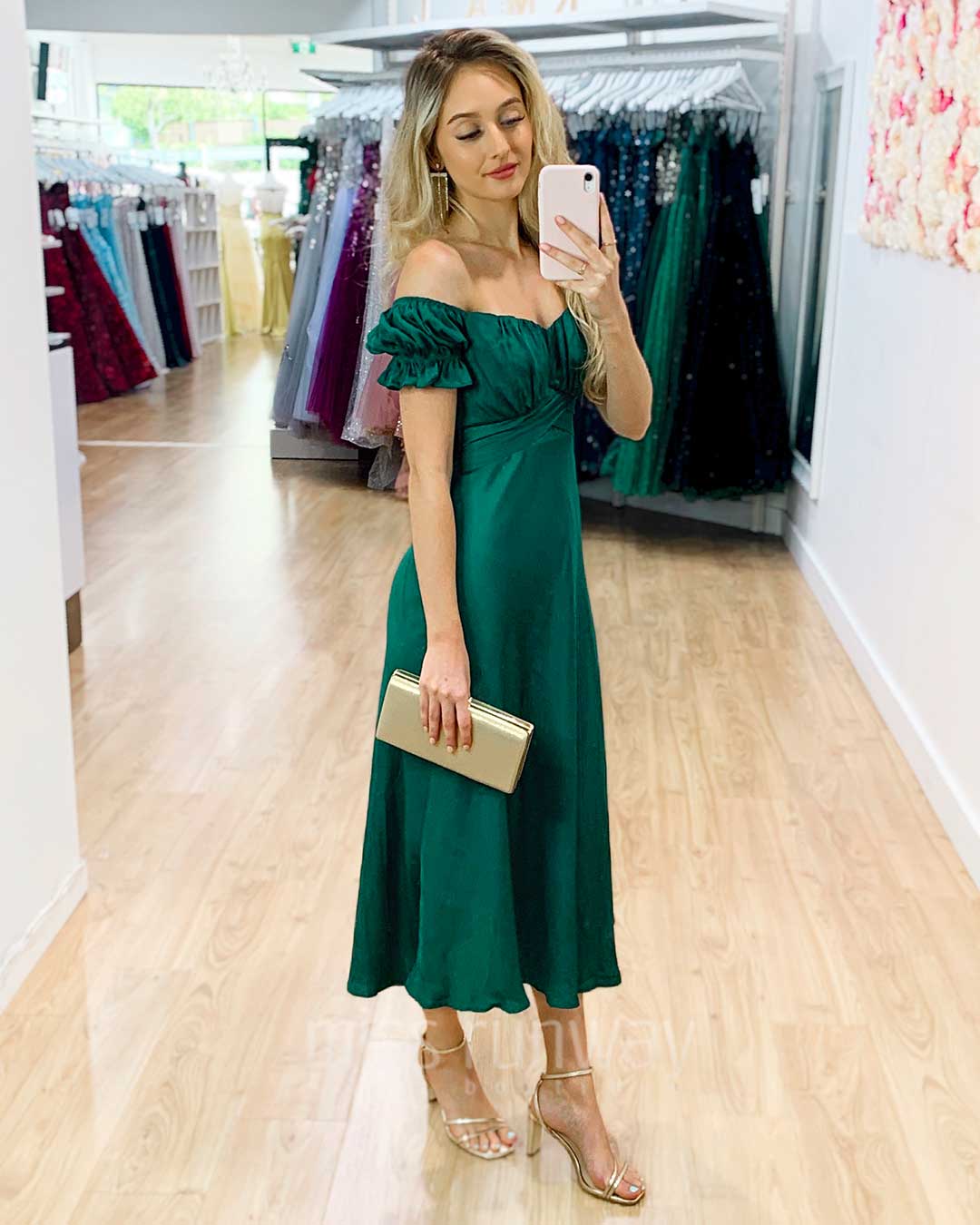 Cally Midi Dress - Forest Green main image 1