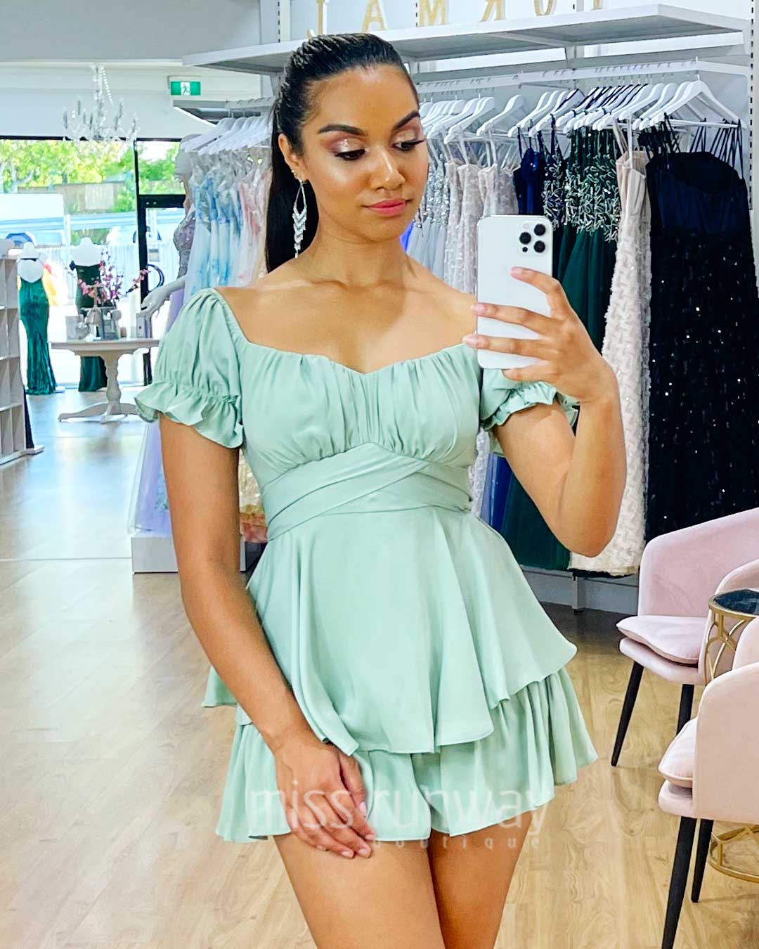 Masie Playsuit - Pistacio Green