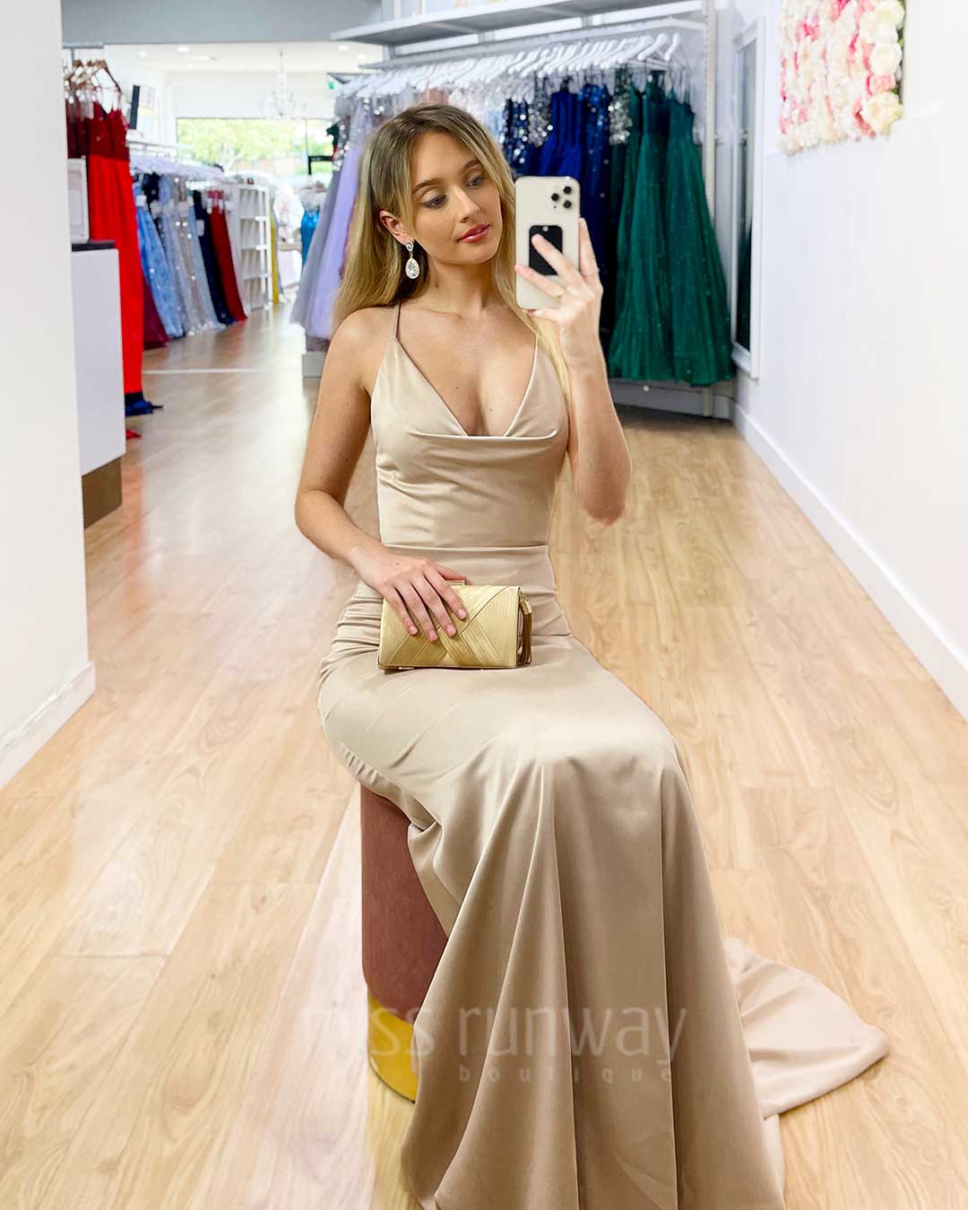 Maurie Satin Gown - Champagne