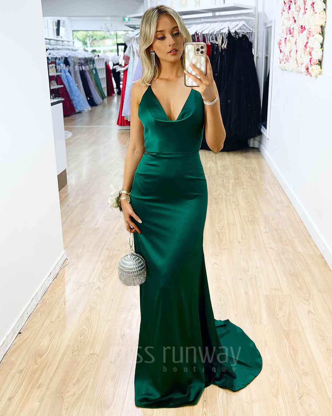 Maurie Satin Gown - Green