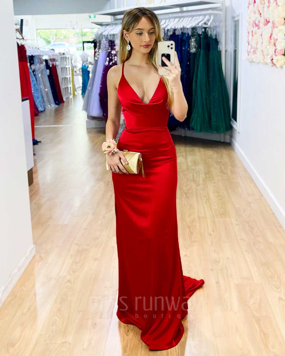 Maurie Satin Gown - Red