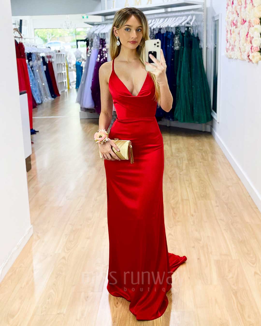 Maurie Satin Gown - Red