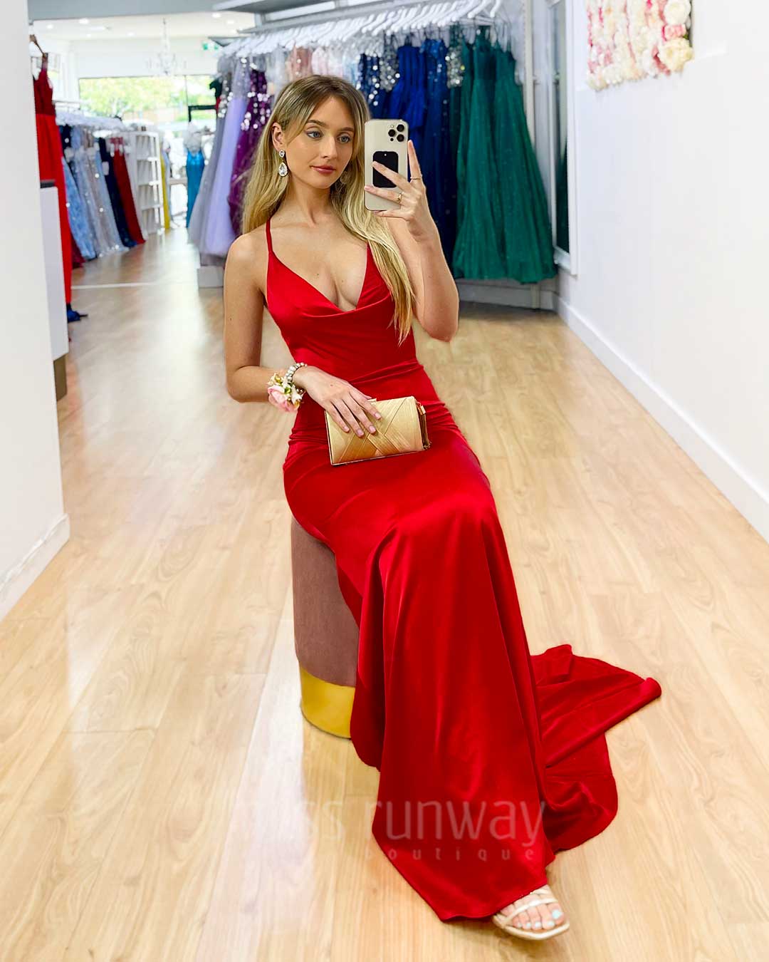 Maurie Satin Gown - Red
