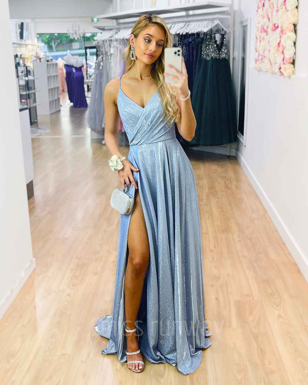 Monroe Glitter Gown - Periwinkle