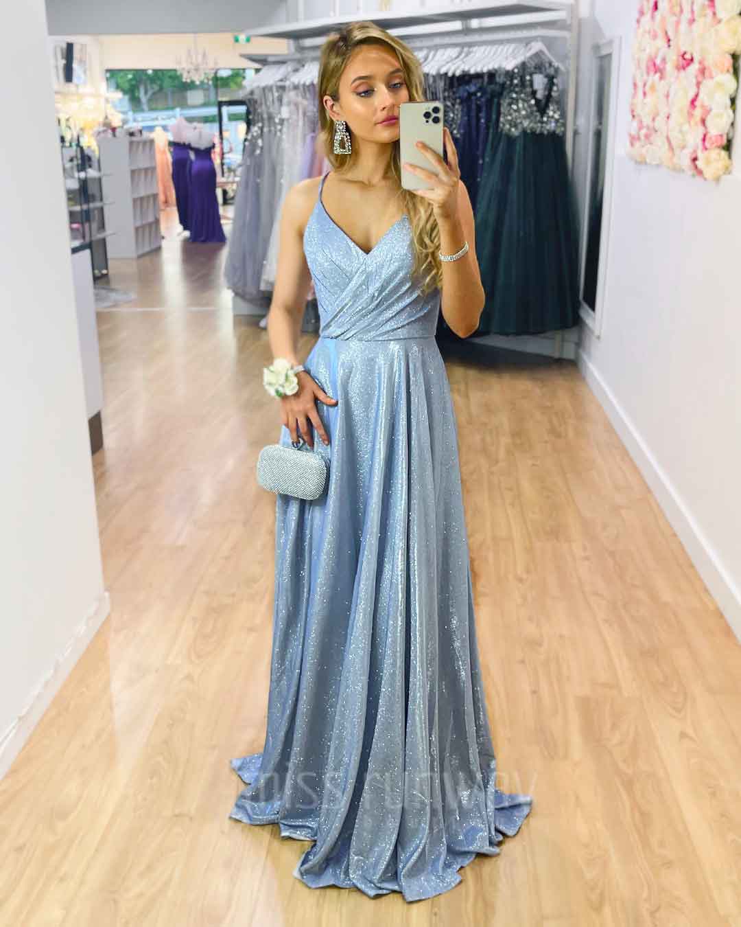 Monroe Glitter Gown - Periwinkle