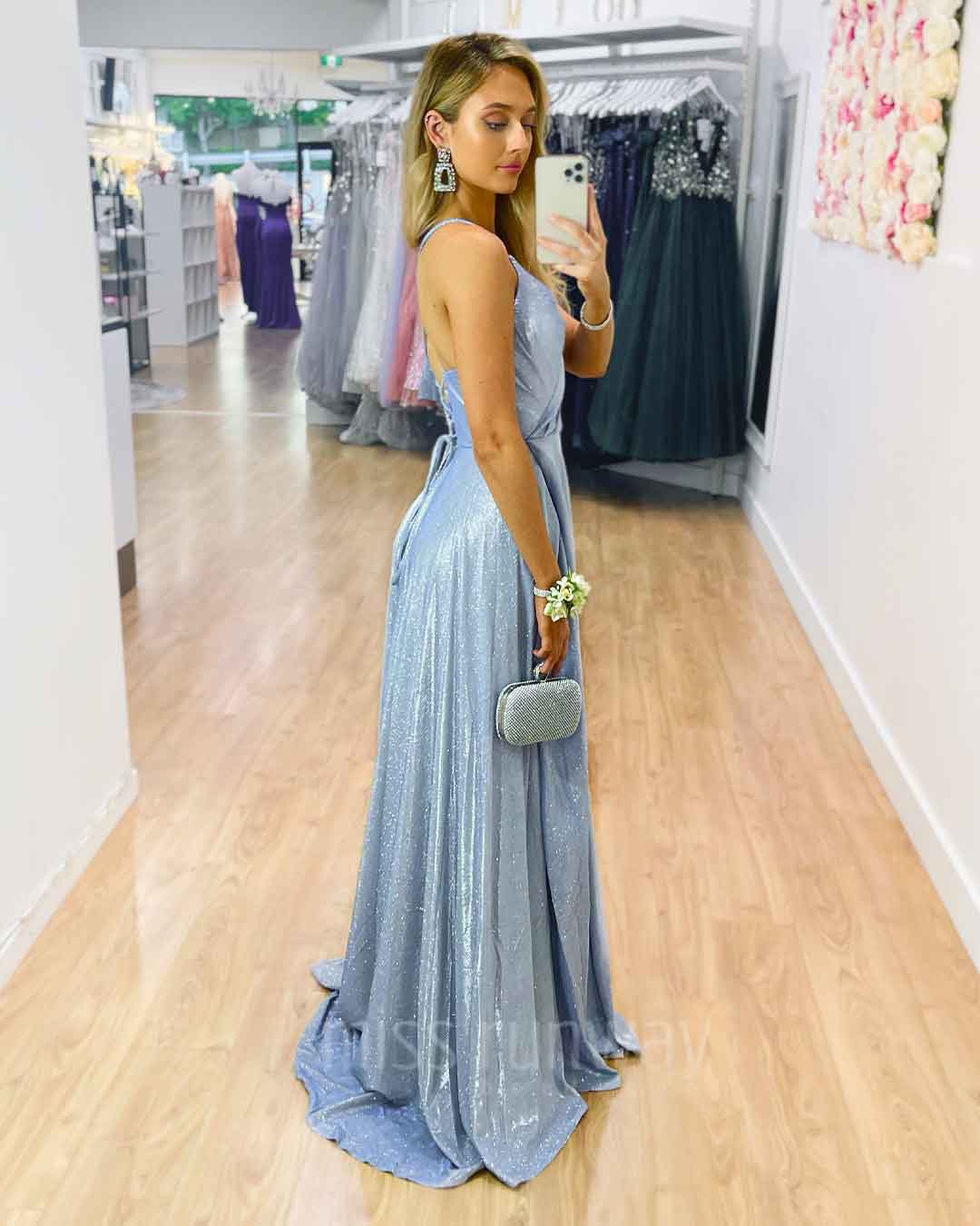 Monroe Glitter Gown - Periwinkle