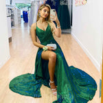 Monroe Glitter Gown - Emerald Green