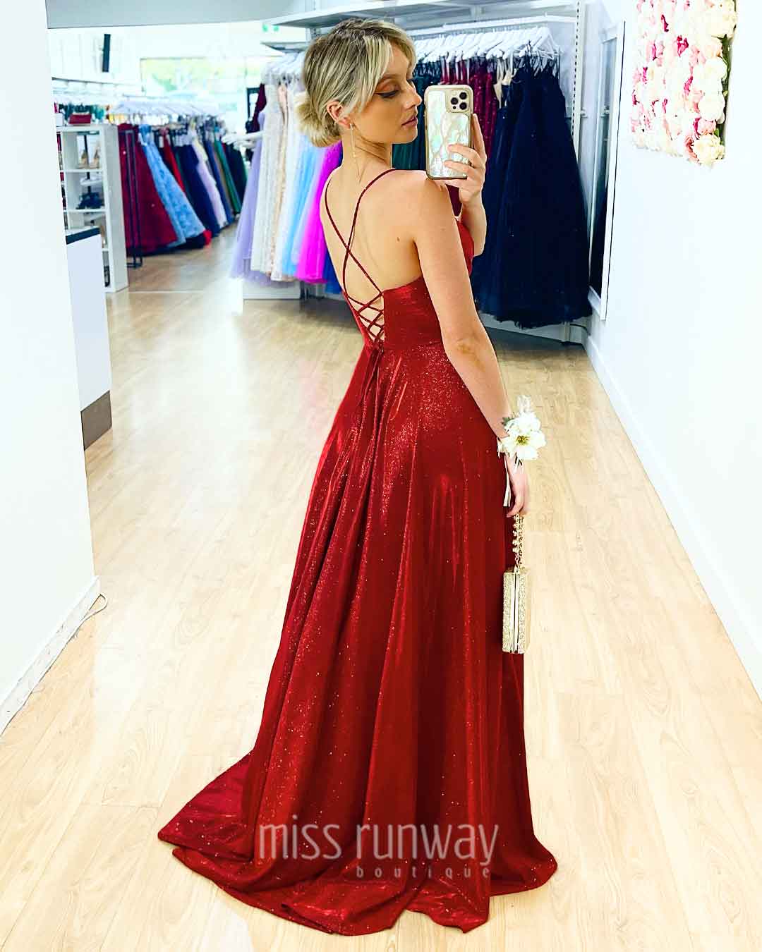 Monroe Glitter Gown - Red