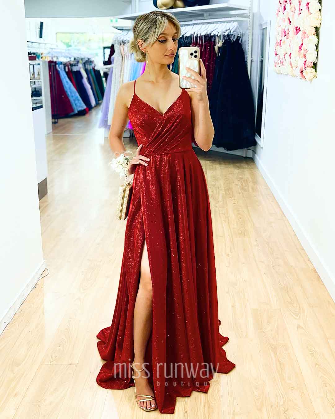 Monroe Glitter Gown - Red