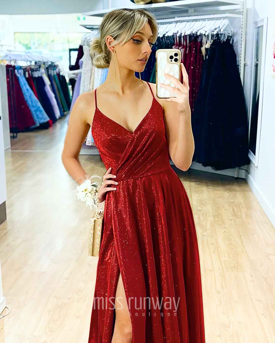 Monroe Glitter Gown - Red