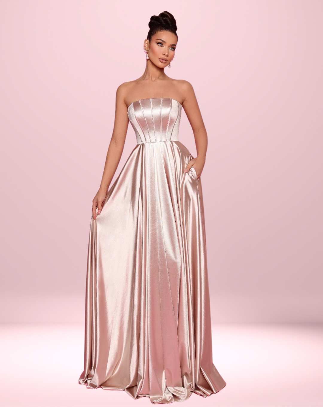 Alexandra Satin Gown - Champagne