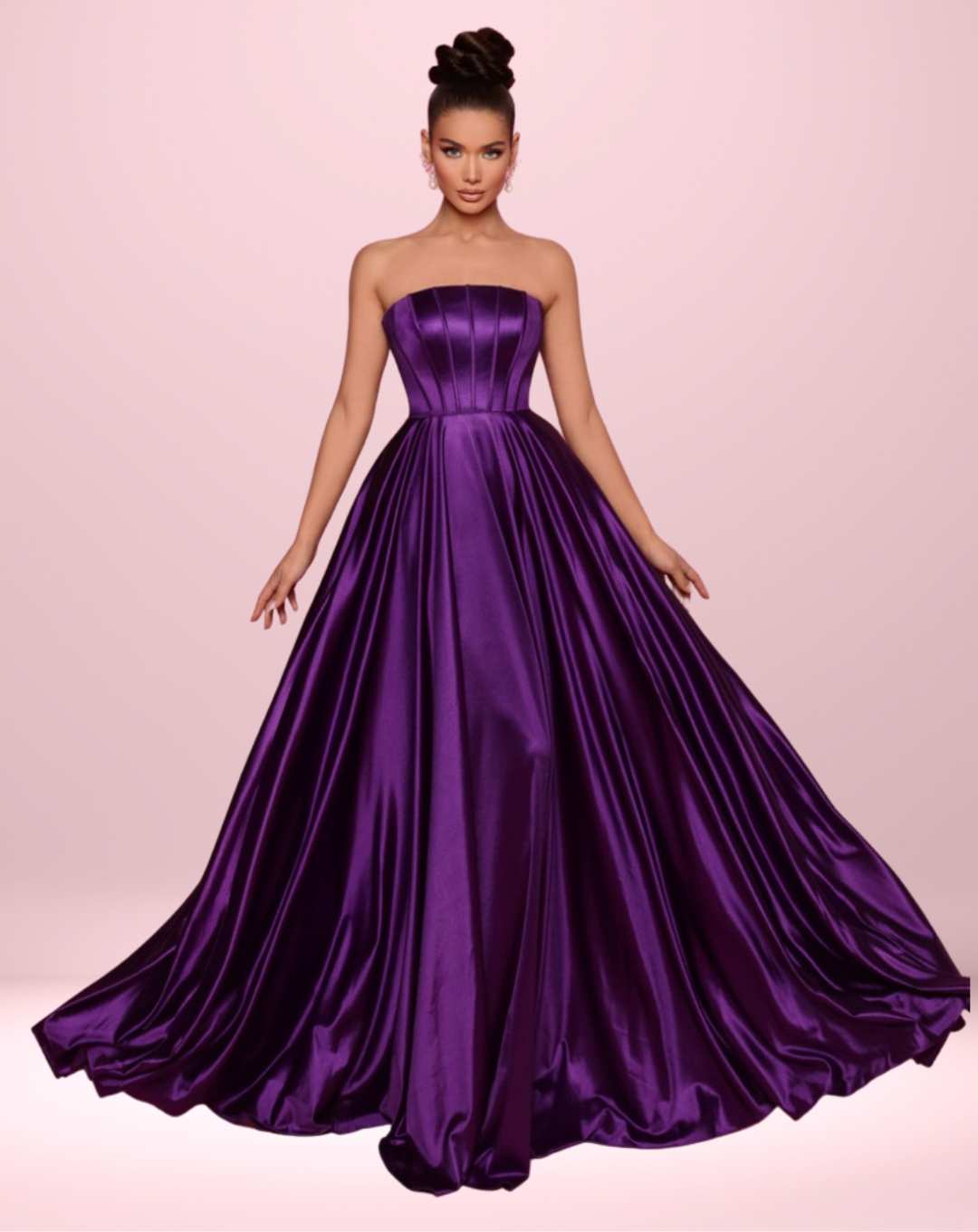 Alexandra Satin Gown - Plum