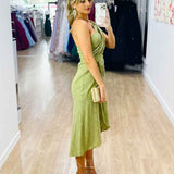 Olivia One Shoulder Midi Dress - Sage
