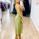 Olivia One Shoulder Midi Dress - Sage