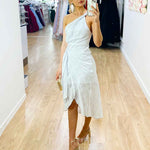 Olivia One Shoulder Midi Dress - White