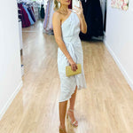 Olivia One Shoulder Midi Dress - White