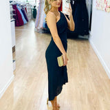 Olivia One Shoulder Midi Dress - Black