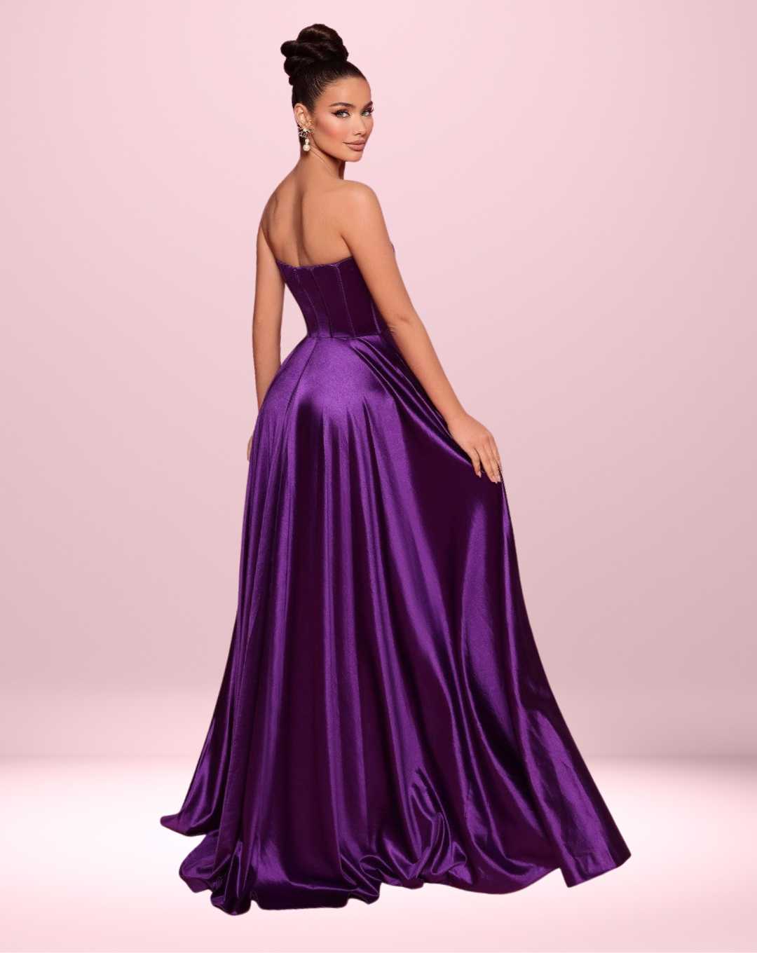 Alexandra Satin Gown - Plum