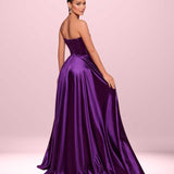 Alexandra Satin Gown - Plum