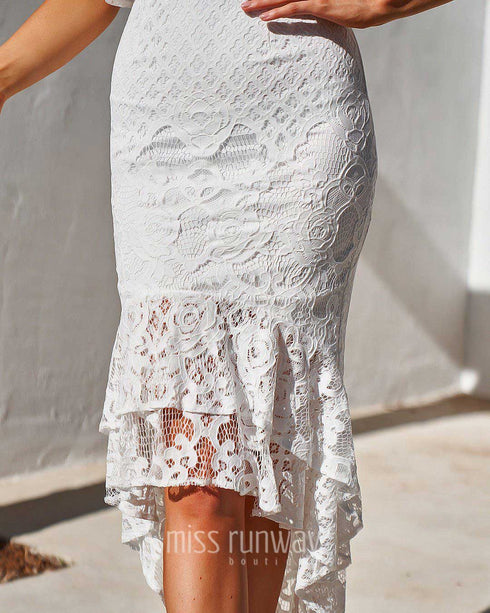 Reyna Lace Midi Dress - White