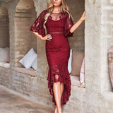 Reyna Lace Midi Dress - Red