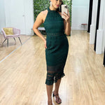 Rivers Midi Lace Dress - Emerald Green