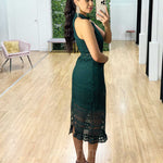 Rivers Midi Lace Dress - Emerald Green