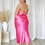 Sadie Satin Maxi Dress - Hot Pink