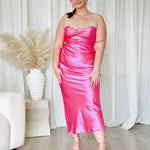 Sadie Satin Maxi Dress - Hot Pink