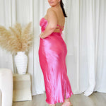 Sadie Satin Maxi Dress - Hot Pink