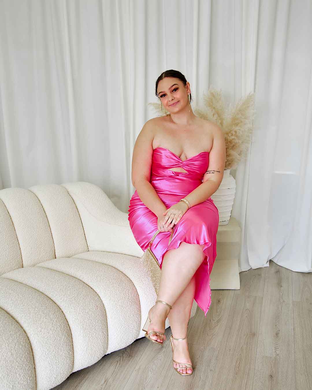 Sadie Satin Maxi Dress - Hot Pink