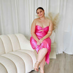 Sadie Satin Maxi Dress - Hot Pink