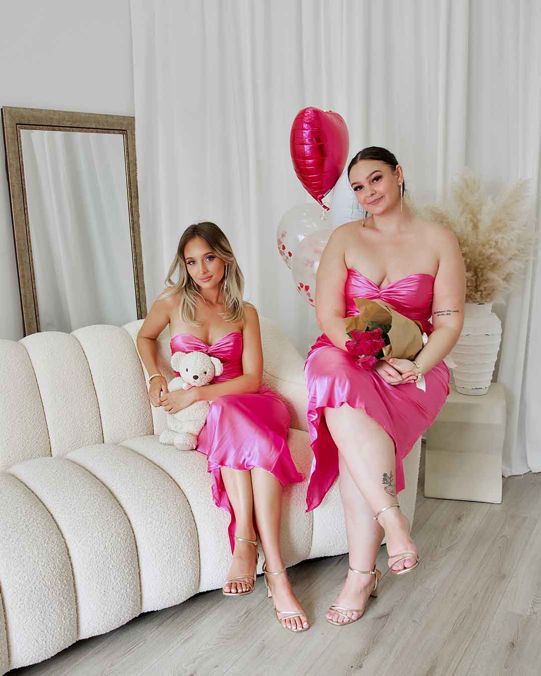 Sadie Satin Maxi Dress - Hot Pink