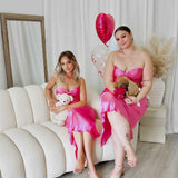 Sadie Satin Maxi Dress - Hot Pink