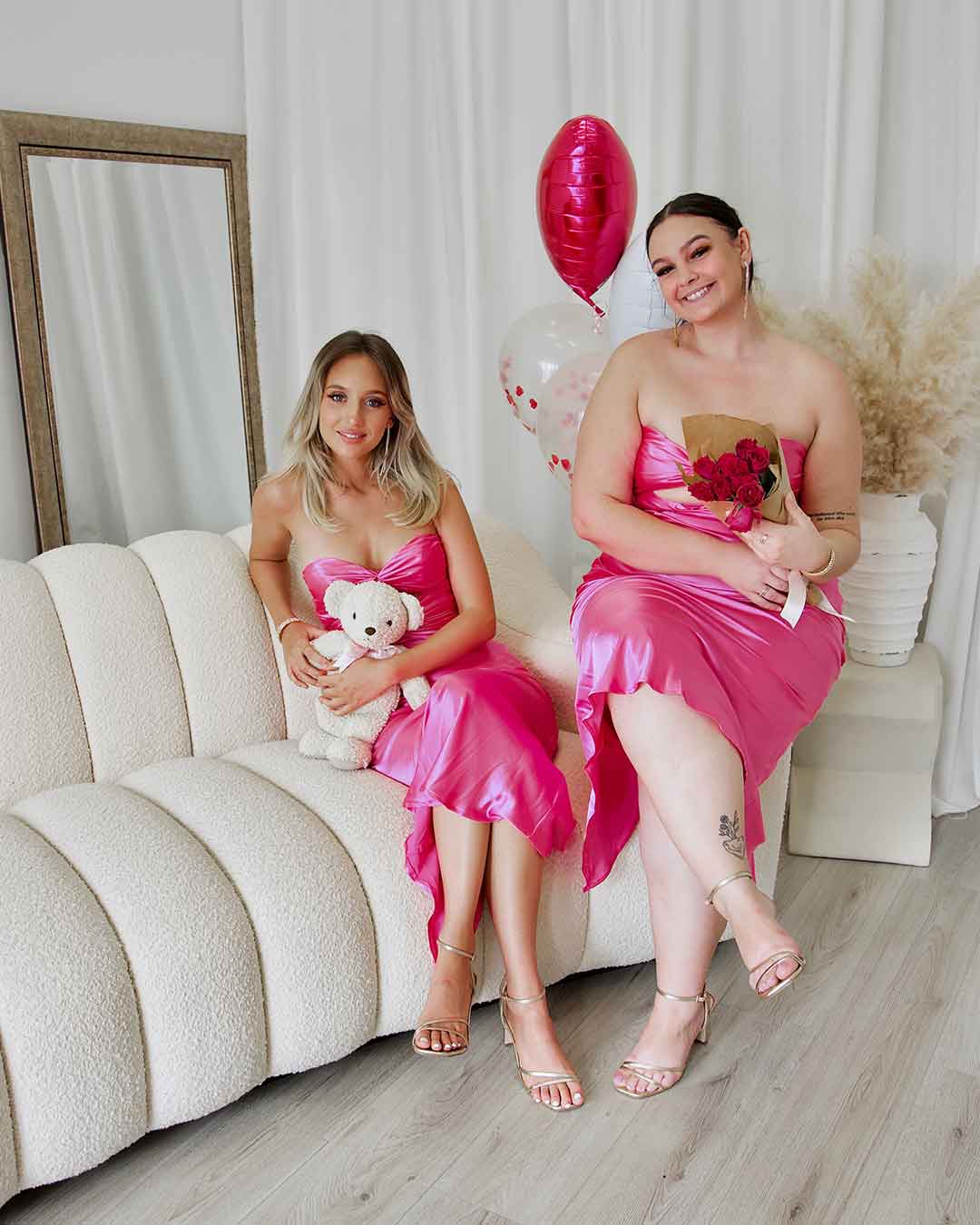 Sadie Satin Maxi Dress - Hot Pink
