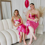 Sadie Satin Maxi Dress - Hot Pink