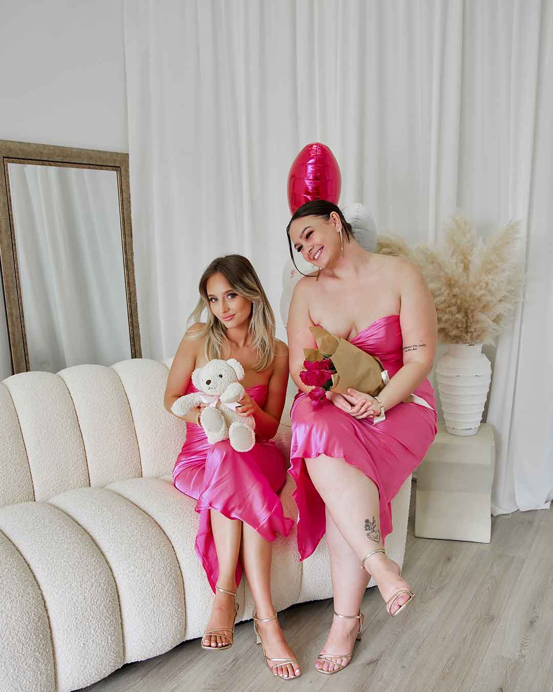 Sadie Satin Maxi Dress - Hot Pink