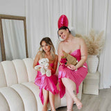 Sadie Satin Maxi Dress - Hot Pink
