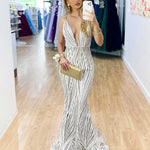 Saffy Sequin Formal Dress - White