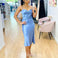 Sandrine Satin Midi Dress - Blue