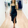 Sandrine Satin Midi Dress - Black