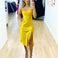 Sandrine Satin Midi Dress Yellow