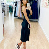 Sandrine Satin Midi Dress - Black